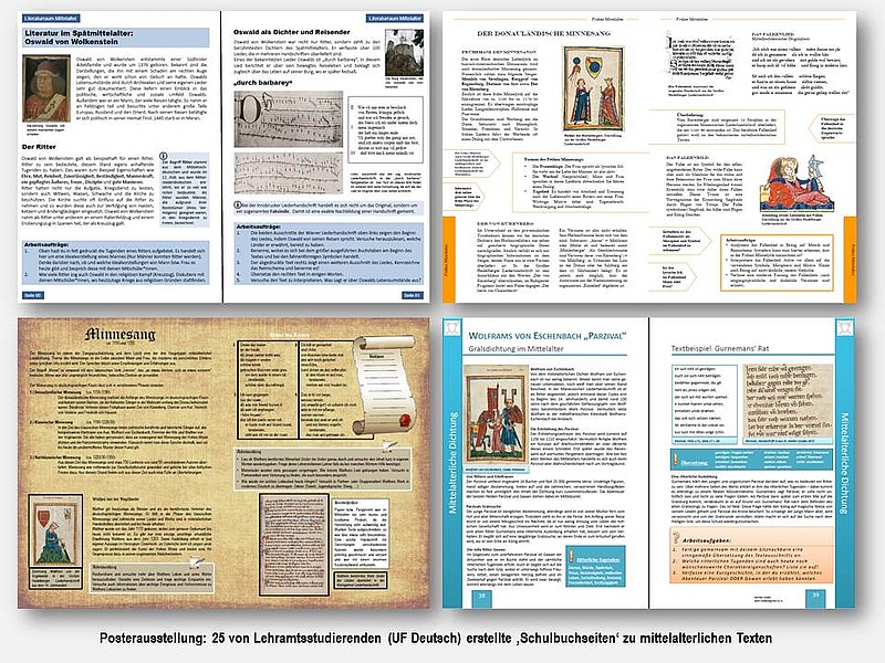 Schulbuchseiten mit mittelalterlichen Texten